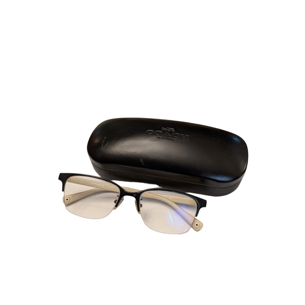 Coach Eye Glasses Frames Evie 9160Satin Black/Ivory Horn HC 5047 50-17-135